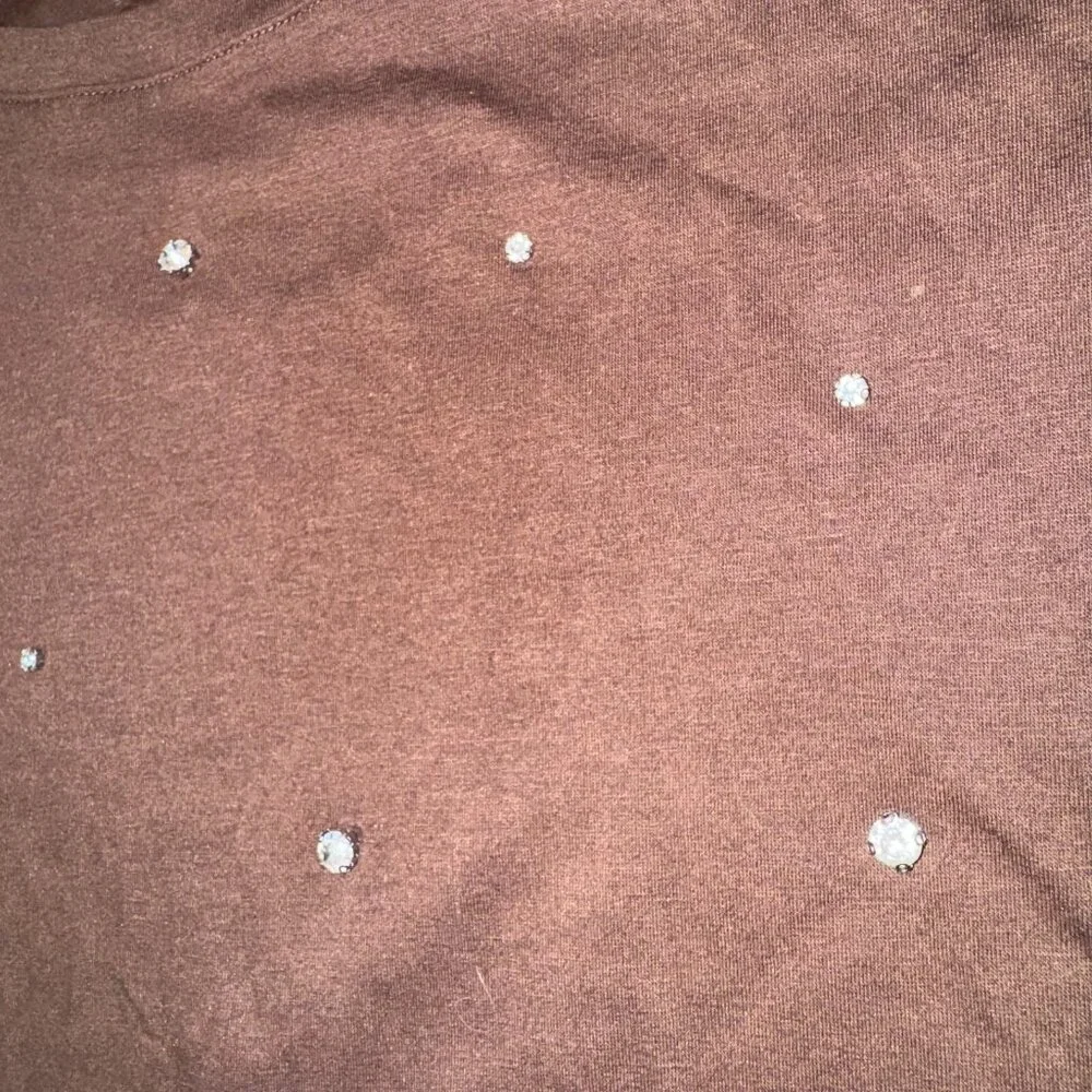 Gilded Intent Brown Rhinestone Bling Short Sleeve Tshirt - One Size Y2K - Picture 4 of 10